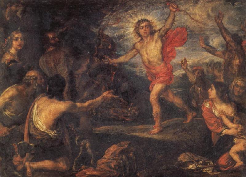 SANDRART, Joachim von Apollo and the Serpent Python France oil painting art